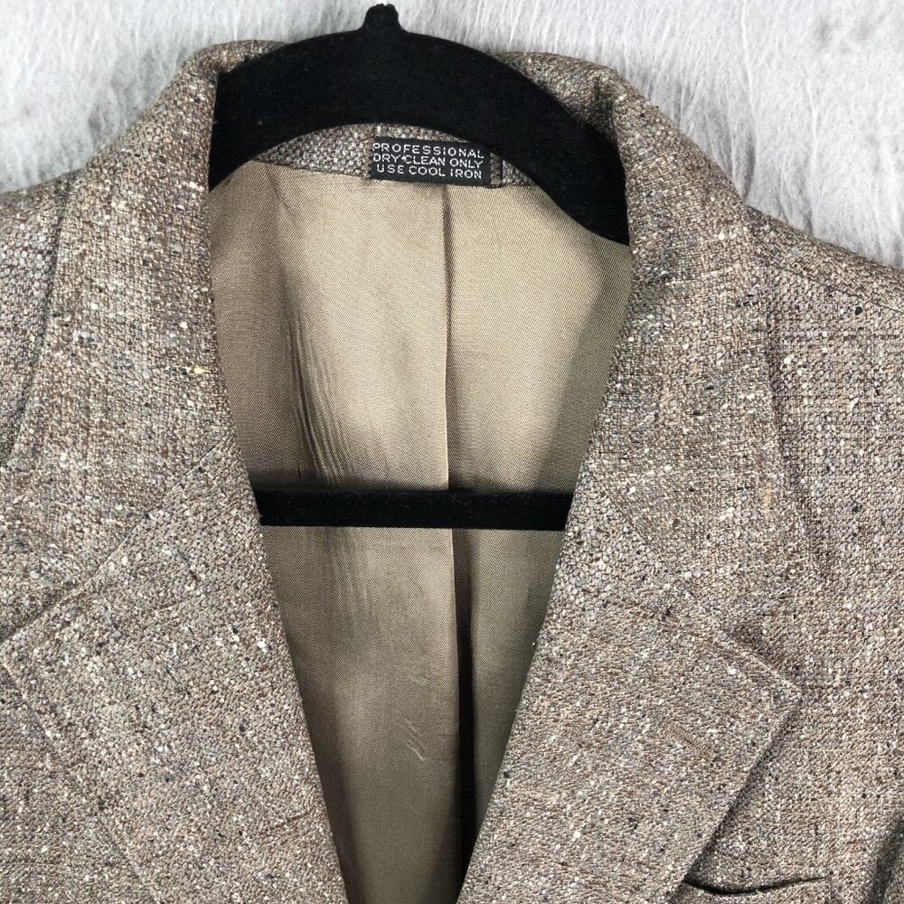 Vintage Christian Brooks Blazer Mens 42 Grey 100% Silk Sport Coat Jacket Career - Picture 8 of 16